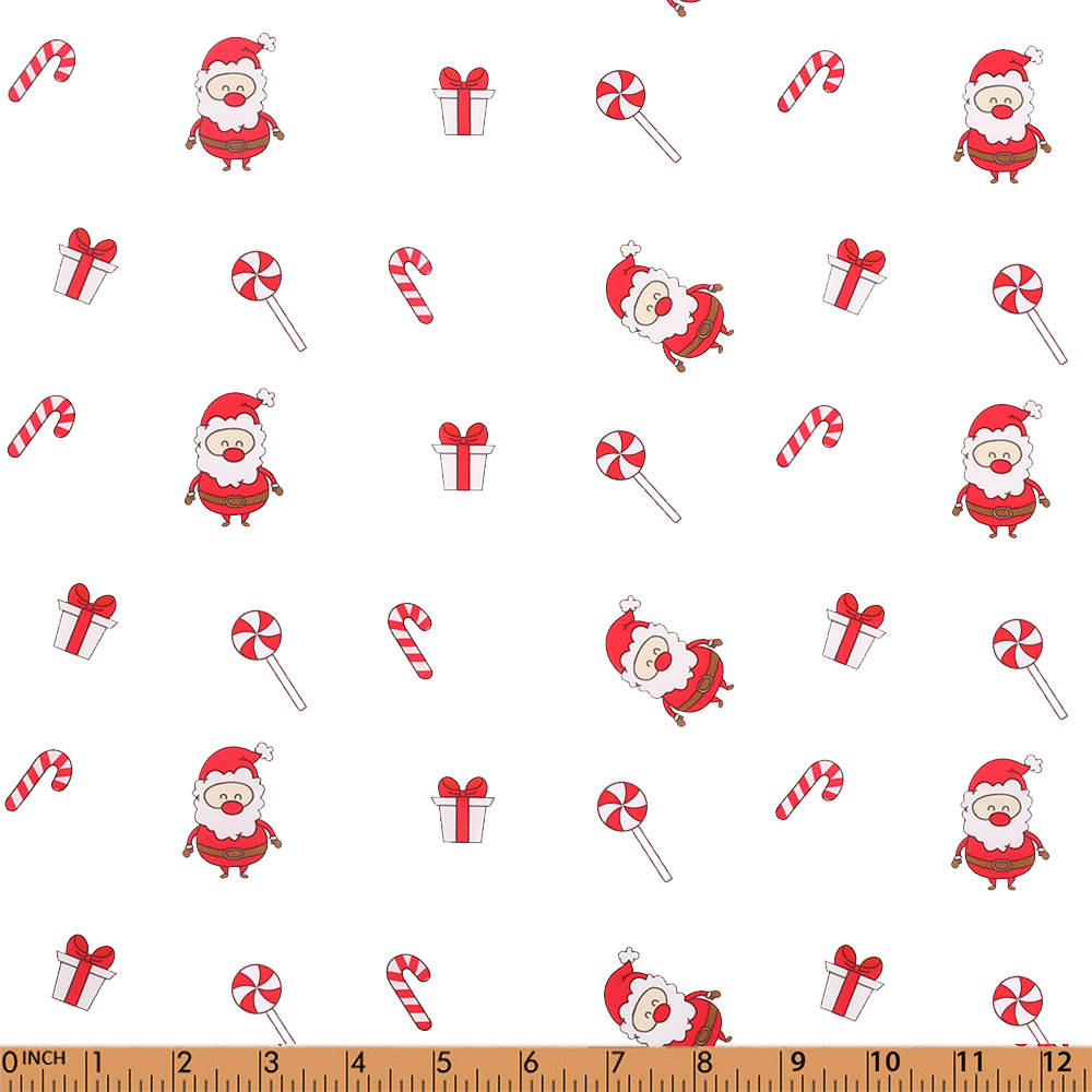 I27- Santa and Candy Cane printed 4.0 in pique fabric 